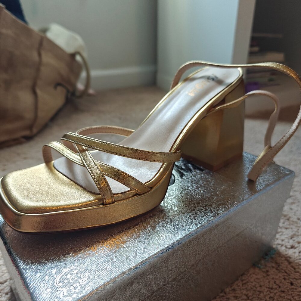 Gold Strappy Platforms!